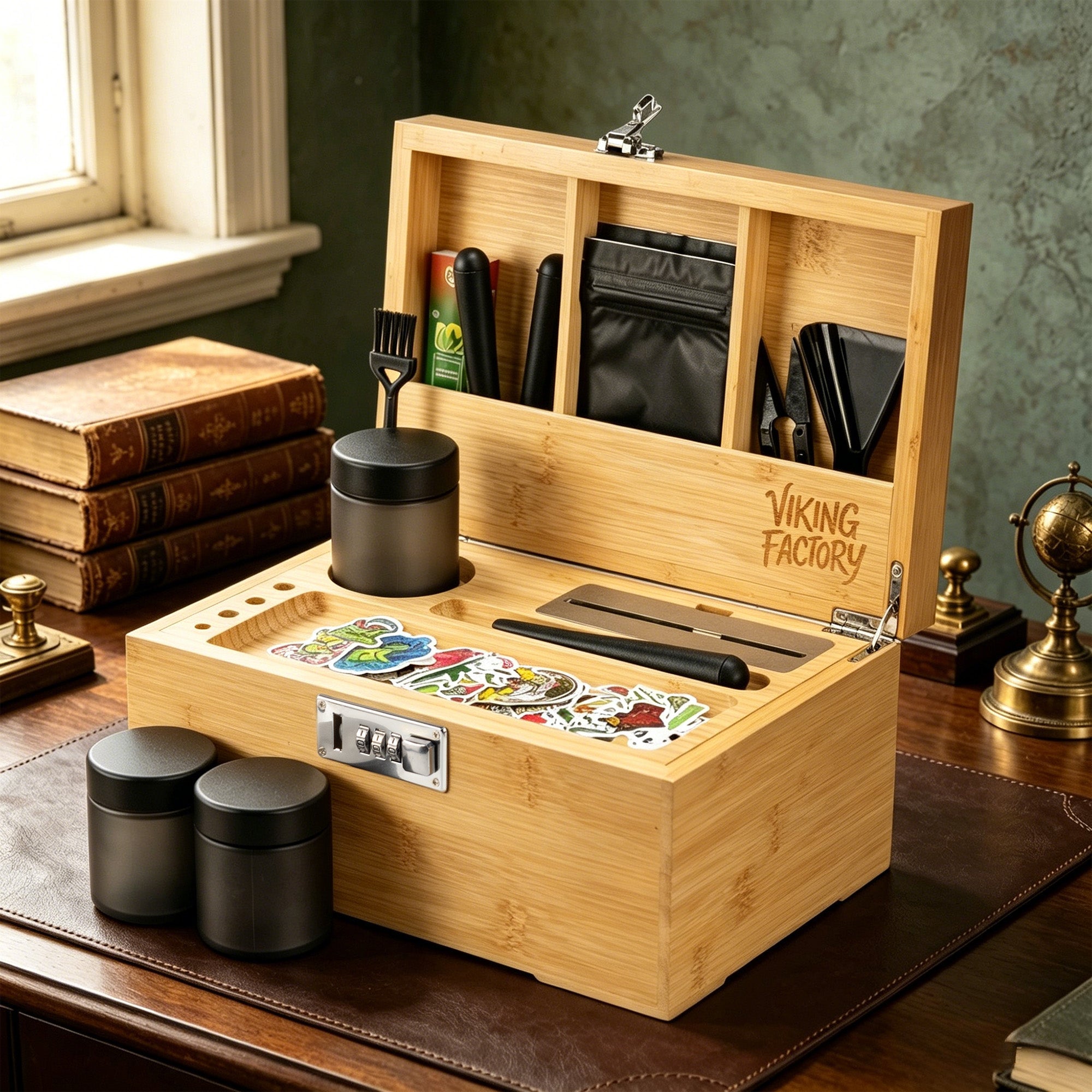 Natural Bamboo Stash Box Gift Set
