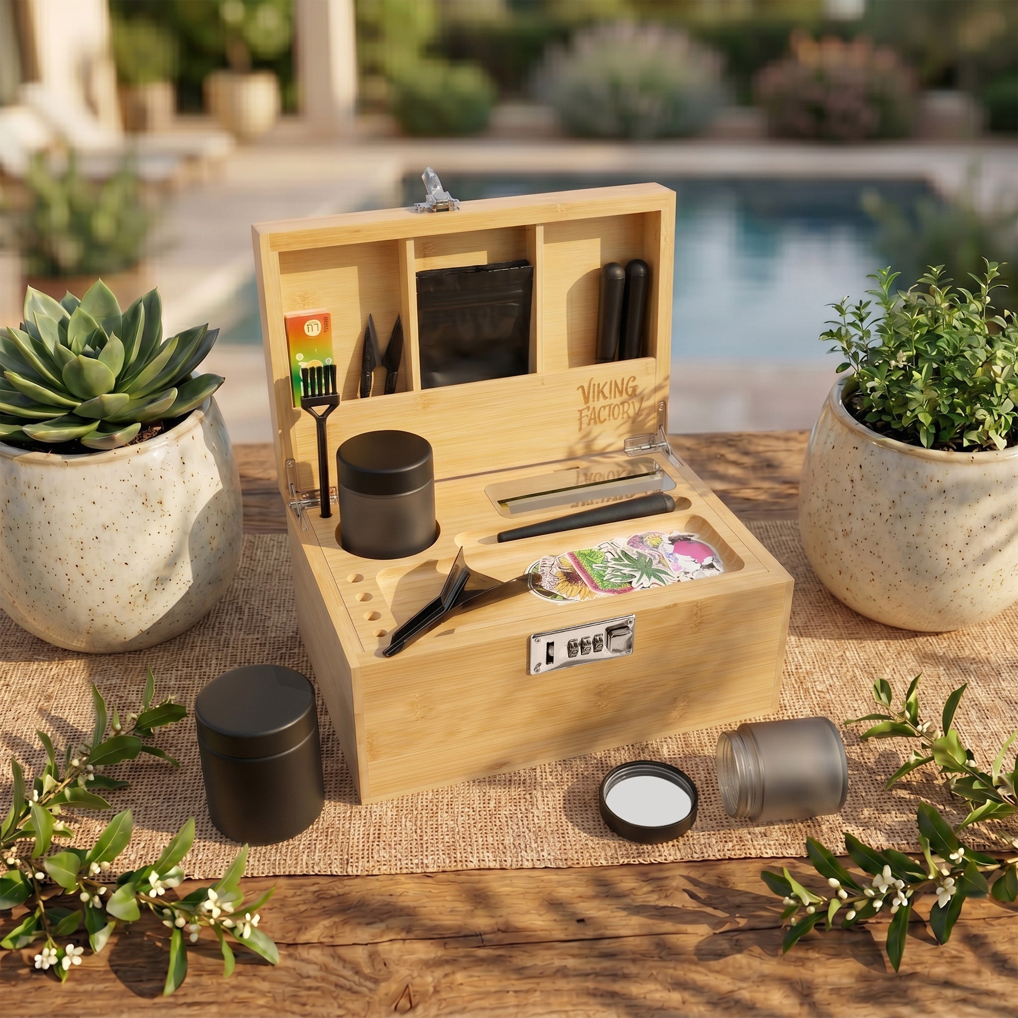 Natural Bamboo Stash Box Gift Set