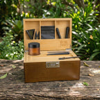 Walnut Brown Bamboo Stash Box Gift Set