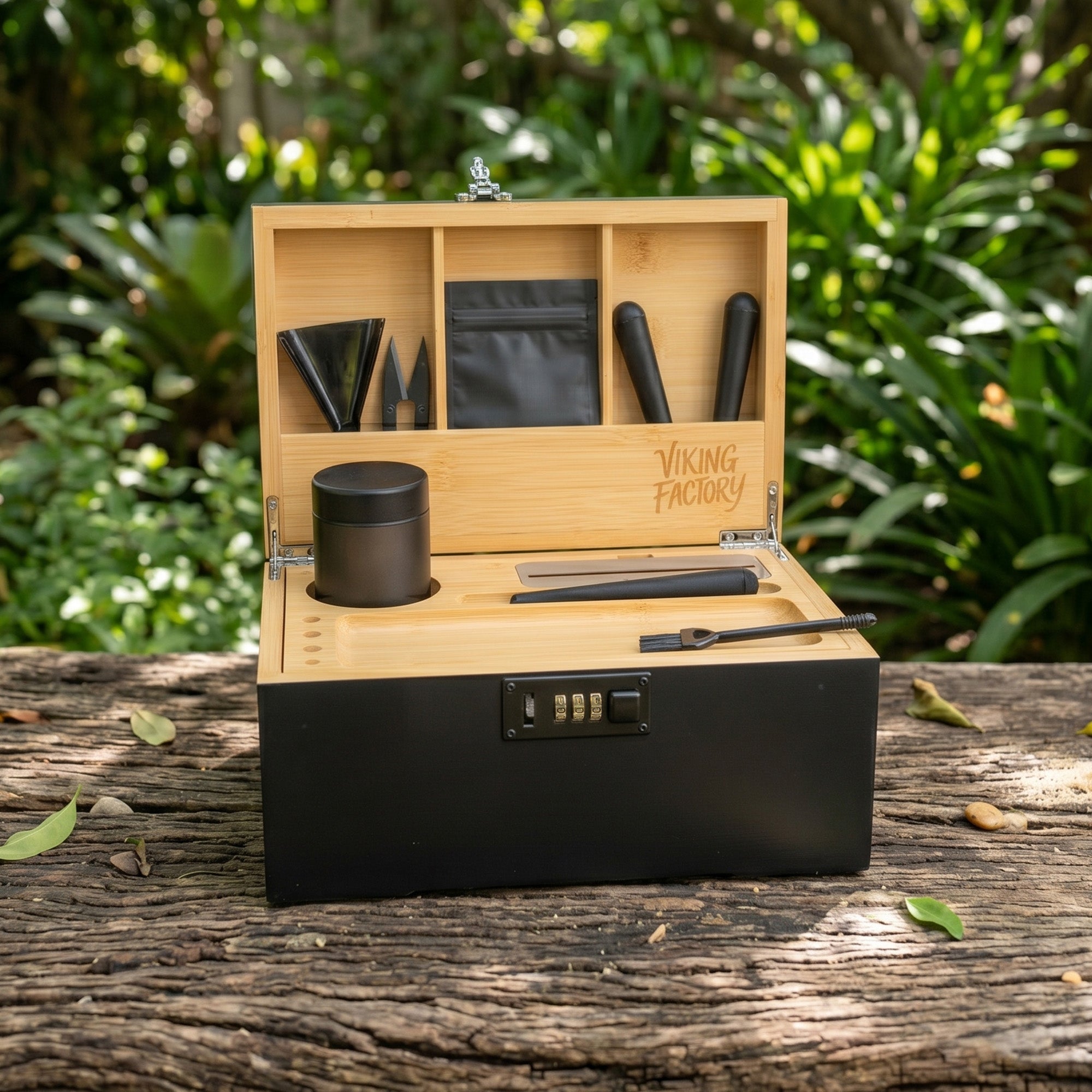 Midnight Black Bamboo Stash Box Gift Set