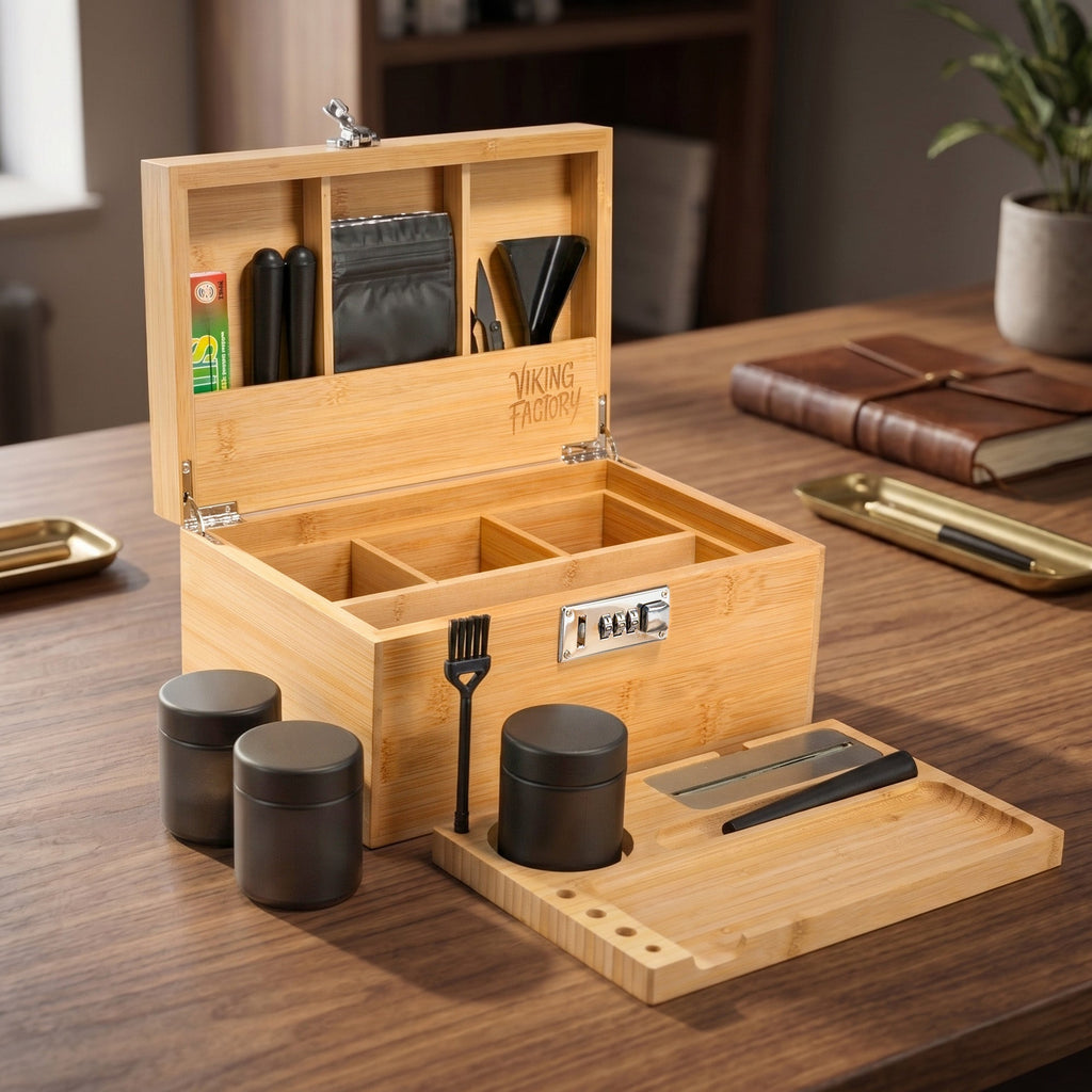 Natural Bamboo Stash Box Gift Set