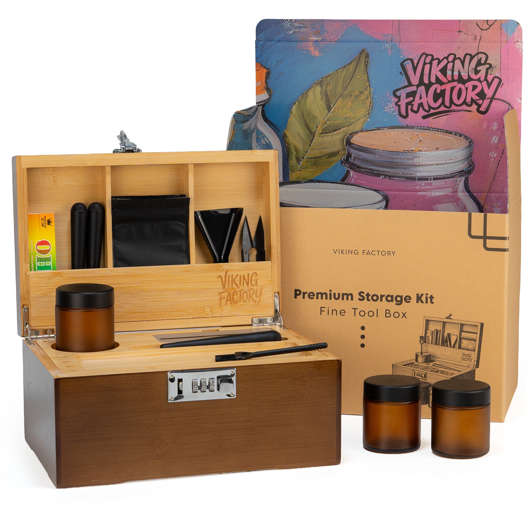 Walnut Brown Bamboo Stash Box Gift Set