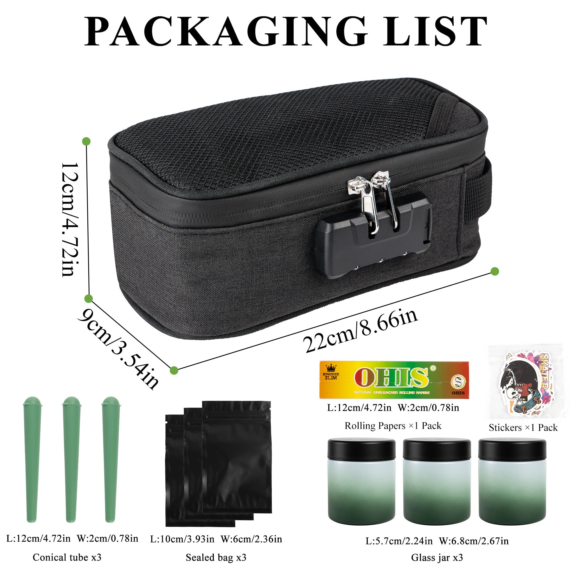 Black Smell-Proof Stash Bag Gift Set