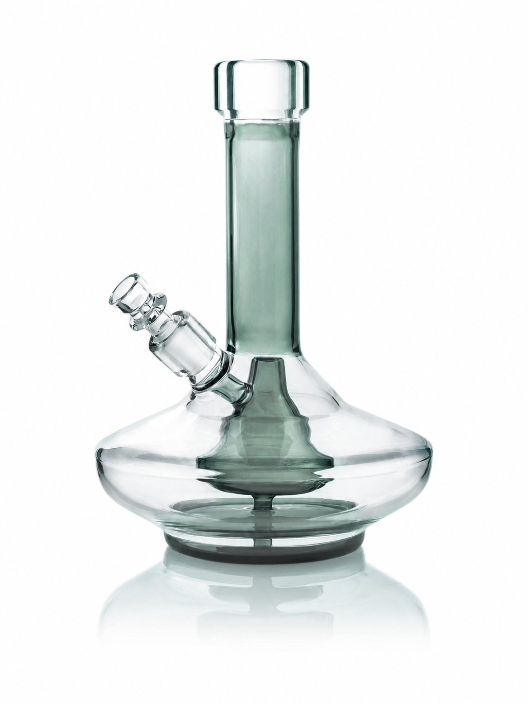 Small Wide Base Water Pipe - Smoke with Clear Accents product image